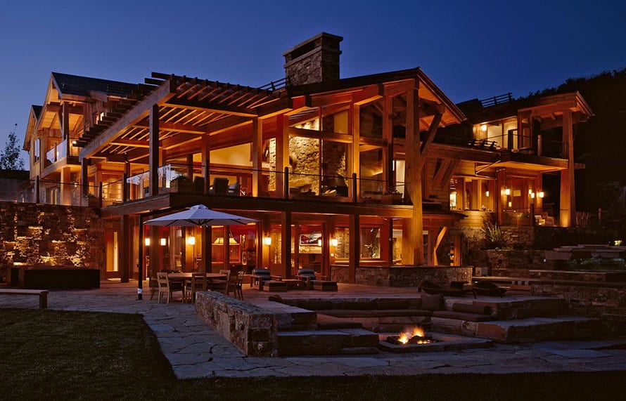 Custom wood windows in rustic modern Aspen home