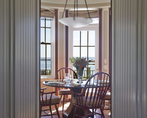 Traditional true divided wood windows in a seaside home