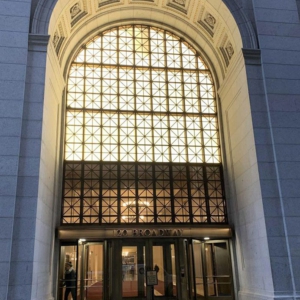 Bronze window entry at the Equitable Building in NY