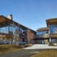 Architectural windows in panoramic modern mountain home