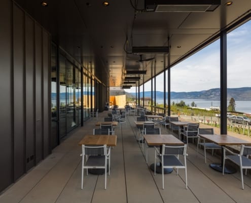 Steel windows in Cedar Creek Winery restaurant