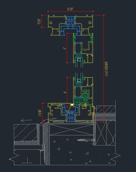 Reynaers Aluminum Lift and Slide sectional detail