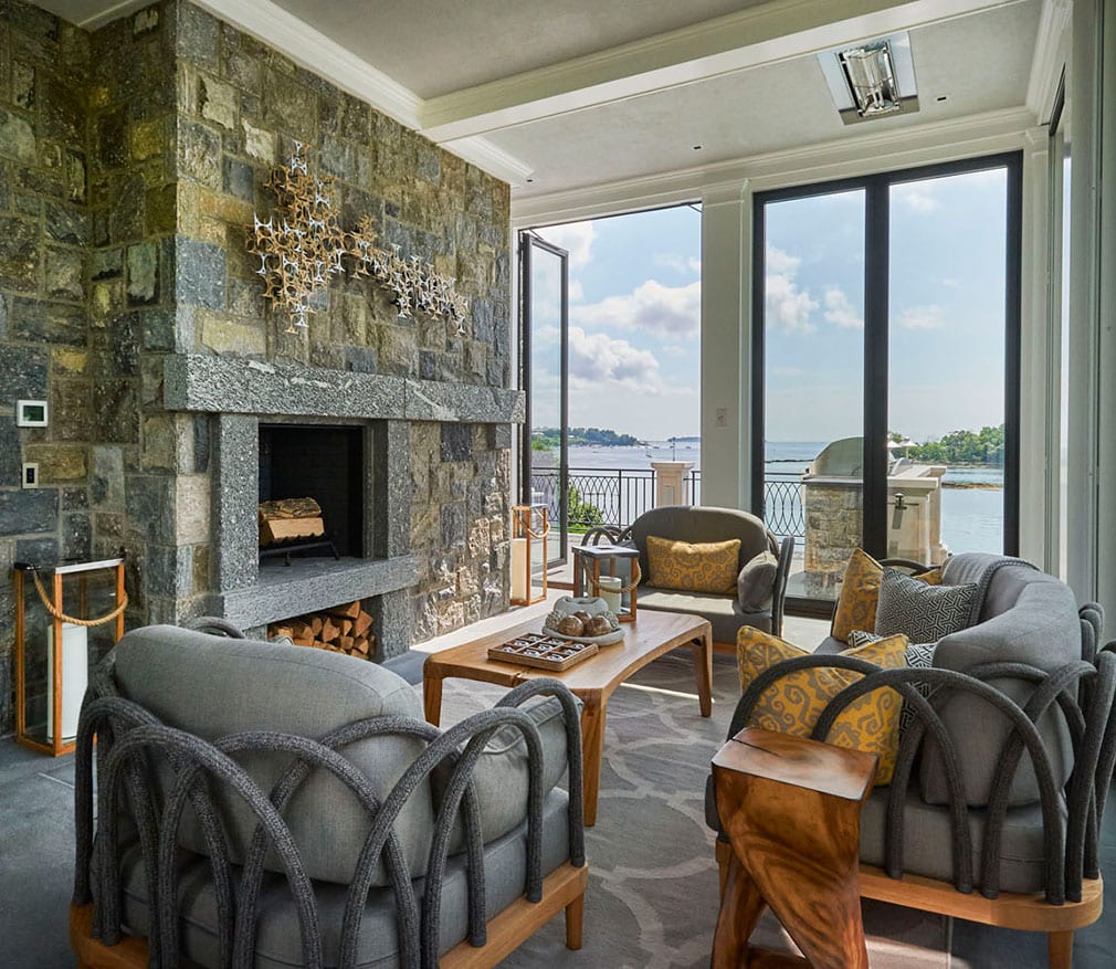 Steel windows and doors overlooking the bay